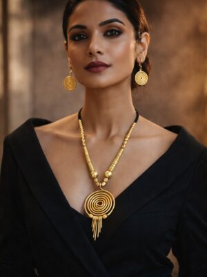 Hastart Chakrini Spiral Fusion Necklace & Earrings Set2