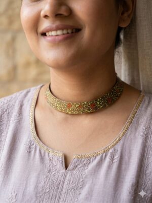 Vasundhara Meenakari Brass Choker