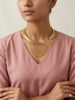 Aarohi Spiral Statement Brass Choker
